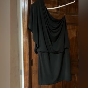 Jessica Simpson black one shoulder draped dress xs NWOT